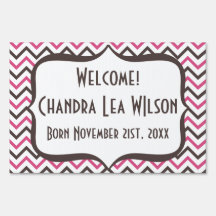 Pink and Grey Chevron Design Yard Sign