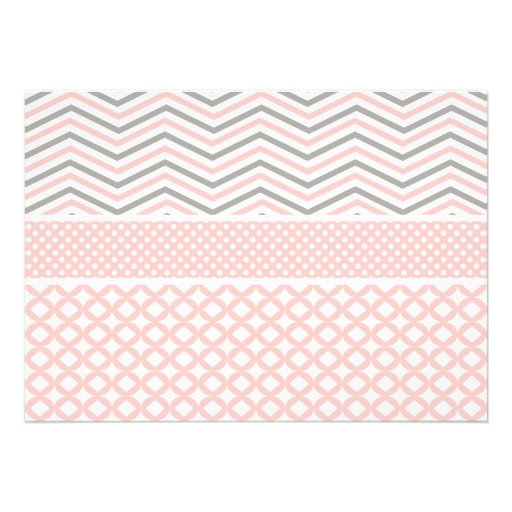 Pink and Grey Chevron Invitaiton Custom Announcement