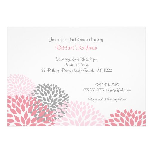 Pink and Grey Dahlia Bridal Shower Invite