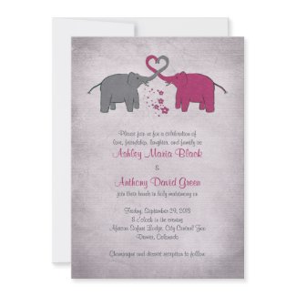 Pink and Grey Elephant Wedding Invitation invitation