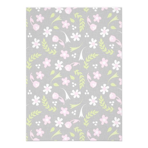 Pink and Grey Floral Baby Shower Invitation