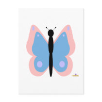 Pink And Light Blue Butterfly postcards