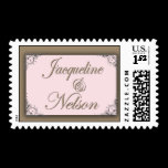 Pink and light brown custom postage