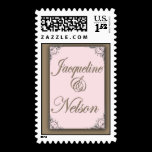 Pink and light brown custom postage