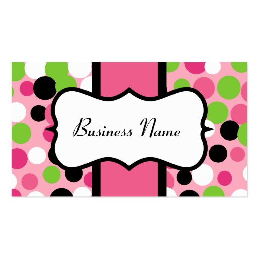 Pink and Lime Bouncing Dots Business Cards