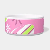 Pink and lime easter eggs and flowers pet bowls