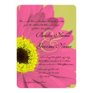 Pink and Lime Gerber Daisy Wedding Invitation