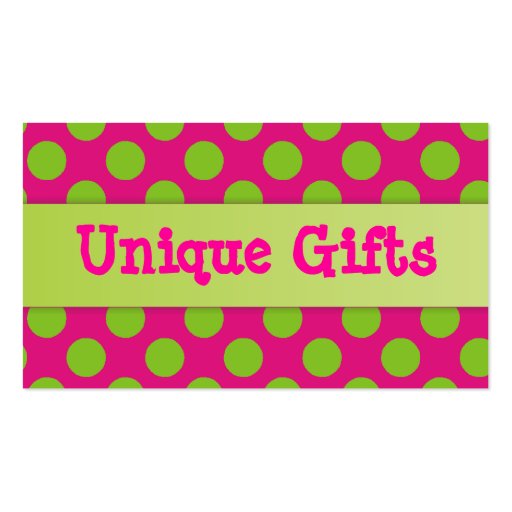 Pink and Lime Green Polka Dots Business Card