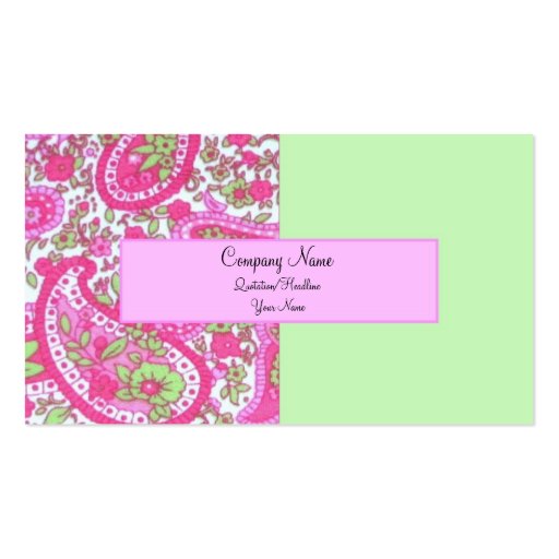 Pink and Lime Paisley Business Card 2