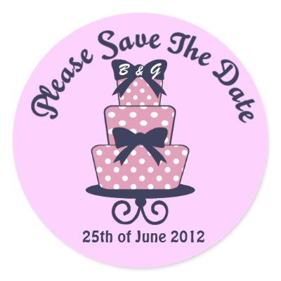 Pink and Navy Wedding cake sticker Design features a three tier wedding 