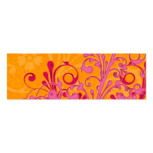 Pink and Orange Abstract Floral Favour Tags Business Card Templates (back side)
