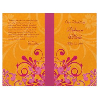 Pink and Orange Abstract Floral Wedding Program flyer