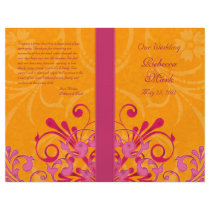 Pink and Orange Abstract Floral Wedding Program Flyer Design