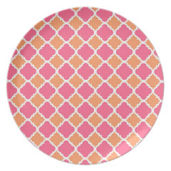Pink and Orange Argyle Diamond Tile Pattern Gifts Party Plates