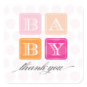 Pink and Orange Blocks Baby Shower Favor Sticker sticker