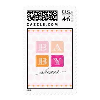 Pink and Orange Blocks Baby Shower Postage Stamp