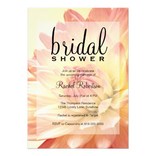 Pink and Orange Bridal Shower Invitation (front side)