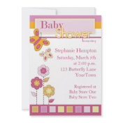 Pink and Orange Butterfly Baby Shower Invitation