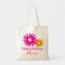 Pink and Orange Daisies Tote Bags