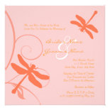 Pink and Orange Dragonfly Wedding Invitation