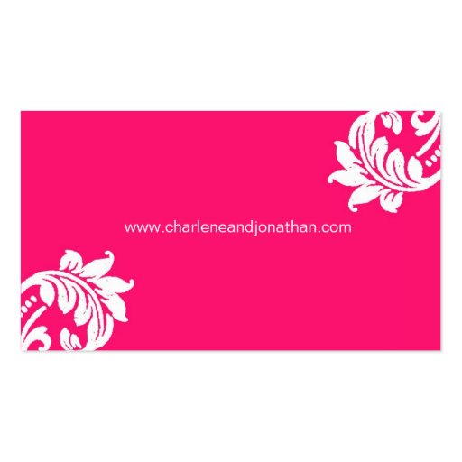 Pink and Orange Elegant Damask Business Card (back side)