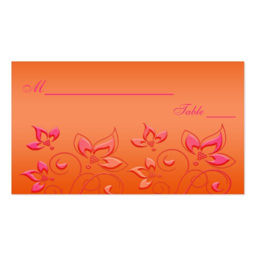 Pink and Orange Floral Placecards Business Card Templates