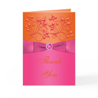Pink and Orange Floral Thank You Card card