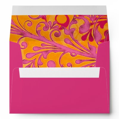 Pink and Orange Floral Wedding A-7 Envelopes