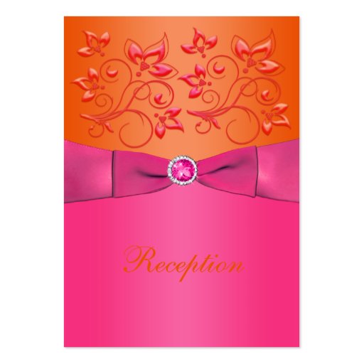 Pink and Orange Floral Wedding Enclosure Card Business Card Template (front side)