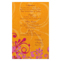 Pink and Orange Floral Wedding Menu Card Personalized Flyer