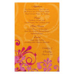Pink and Orange Floral Wedding Menu Card Personalized Flyer
