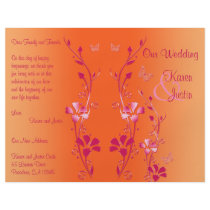 Pink and Orange Floral Wedding Program Flyer Design