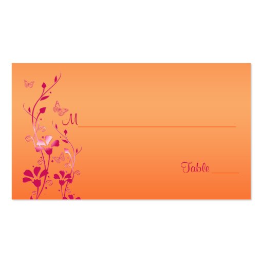 Pink and Orange Floral with Butterflies Placecards Business Cards