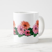 Pink and Orange Gerbera Daisies Extra Large Mugs