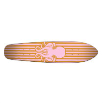 Pink and Orange Octopus Skate Deck