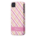 Pink and Orange Plaid Pattern iPhone 4 Case-Mate Case