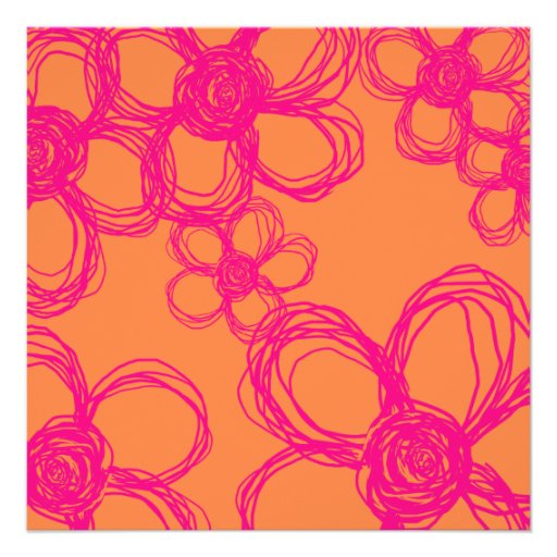 Pink and Orange Wild Flowers Wedding Invitation