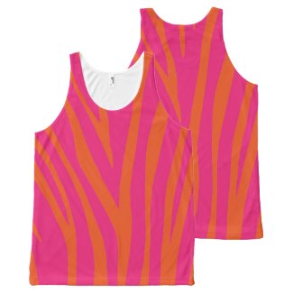 Pink And Orange Zebra Pattern T-Top All-Over Print Tank Top