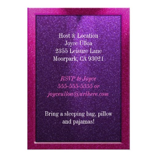 Pink and Purple 13th Birthday Party Invitations