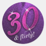 Pink and Purple 30 and Flirty Birthday Stickers stickers