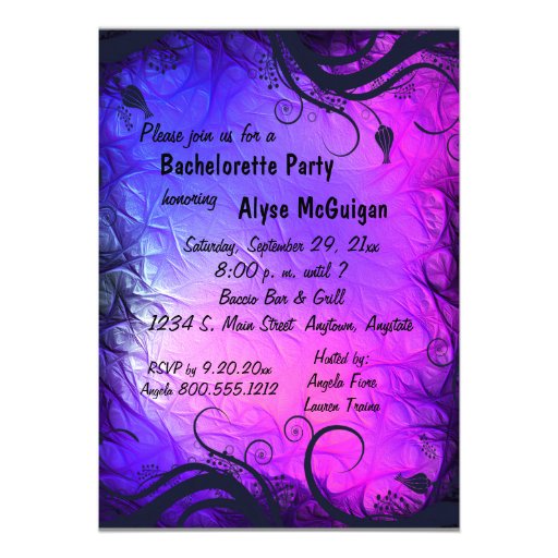 Pink And Purple Bachelorette Party Invitation