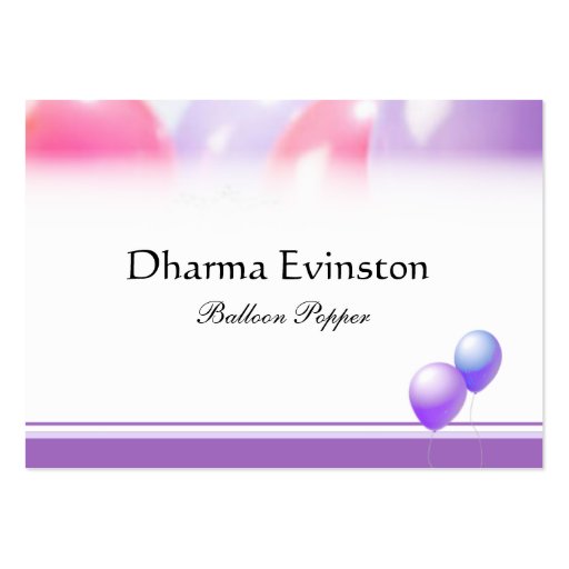 Pink and Purple Balloons Business Card (front side)