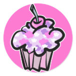 pink and purple clouds cupcake sticker