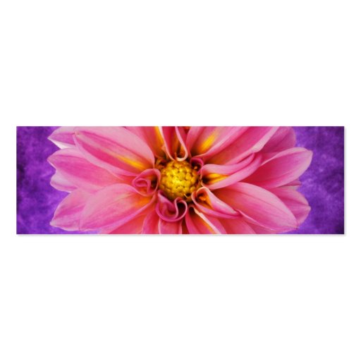 Pink and purple dahlia on hand painted background business card templates (front side)