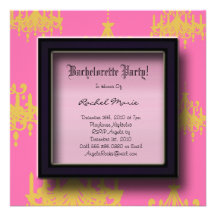 Pink and Purple Damask Bachelorette Party Invitati Custom Invite