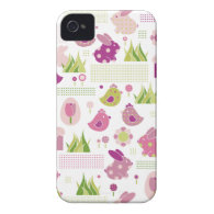 Pink and purple easter bunnies and chicks Case-Mate iPhone 4 case