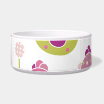 Pink and purple easter bunnies and chicks pet food bowls