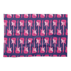 Pink and Purple Electric Guitars Punk Rock Kitchen Towels