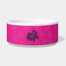 Pink and Purple Floral Hibiscus Flower Pet Bowl
