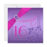 Pink and Purple Floral Sweet Sixteen Invitation